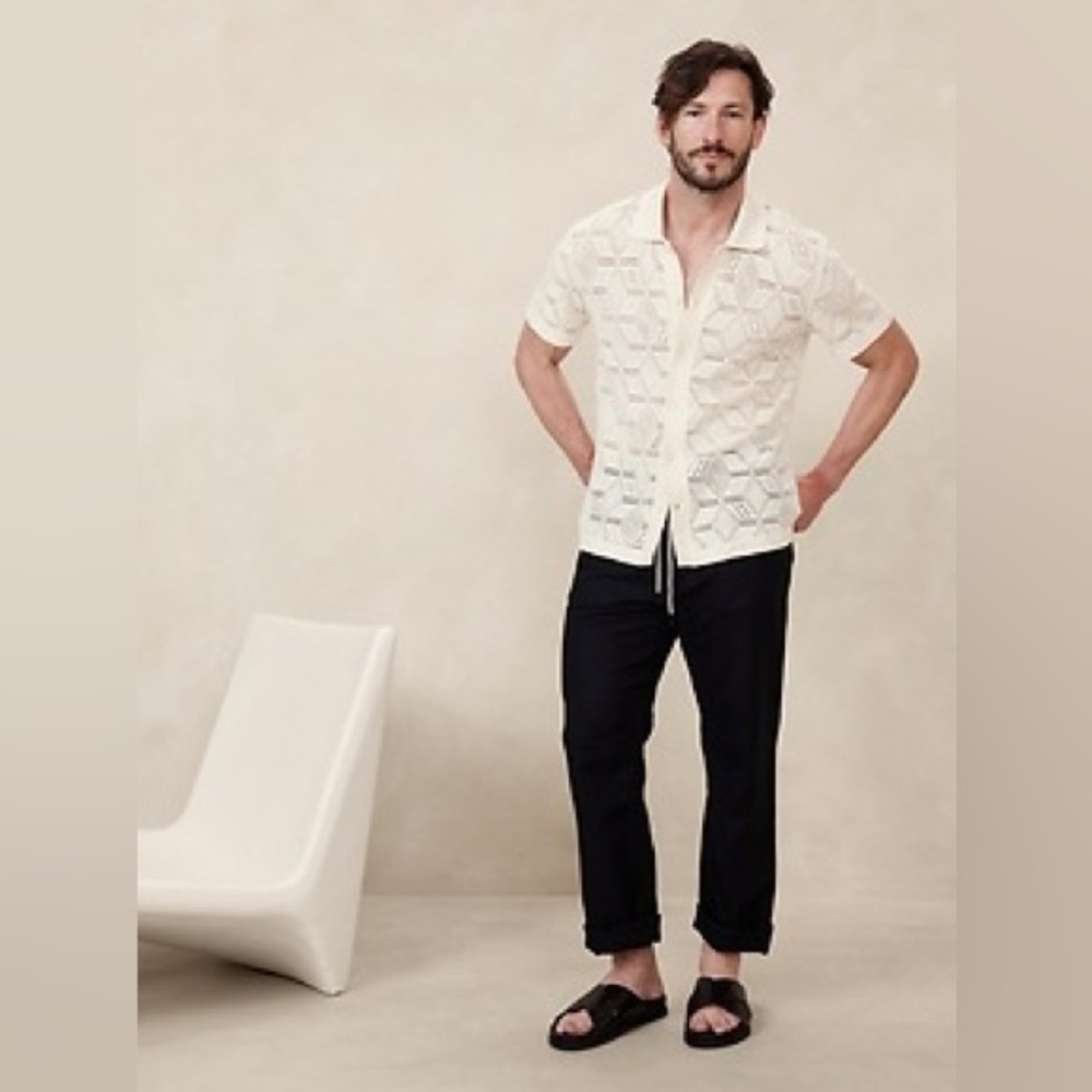 BANANA REPUBLIC HEADLANDS OPEN-KNIT POLO